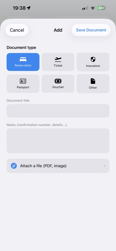 Store travel documents in Tripmi