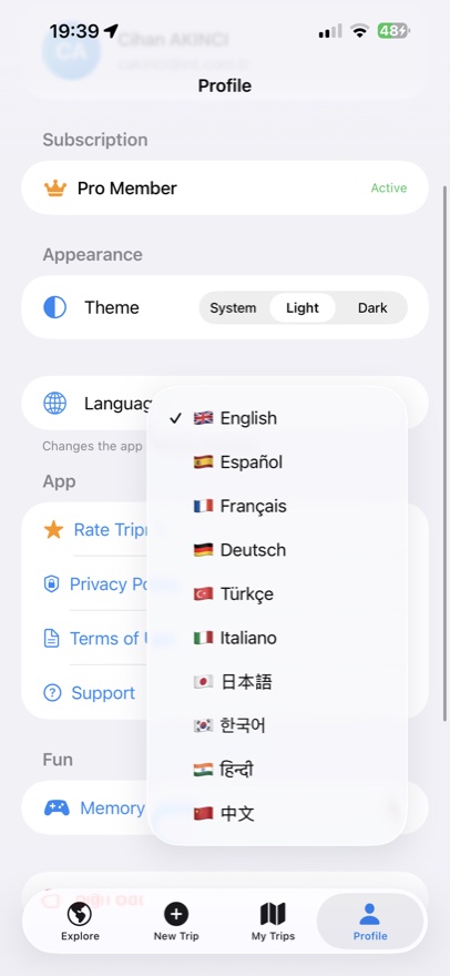Tripmi screen